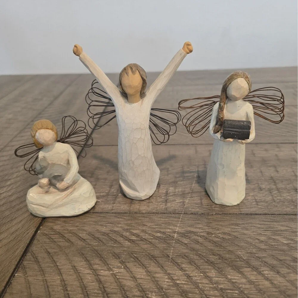 Set 3 Willow Tree Angels -Kindness Courage Giving Sculpted Hand-Painted Figure